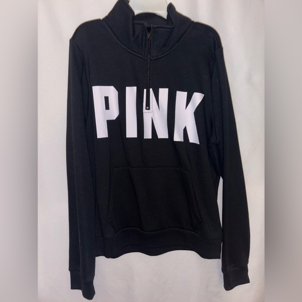 Women’s large Victoria’s Secret PINK black quarter zip sweatshirt L